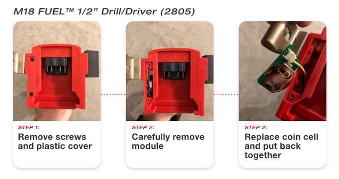 Drill Driver - Coin Cell Replacement Steps