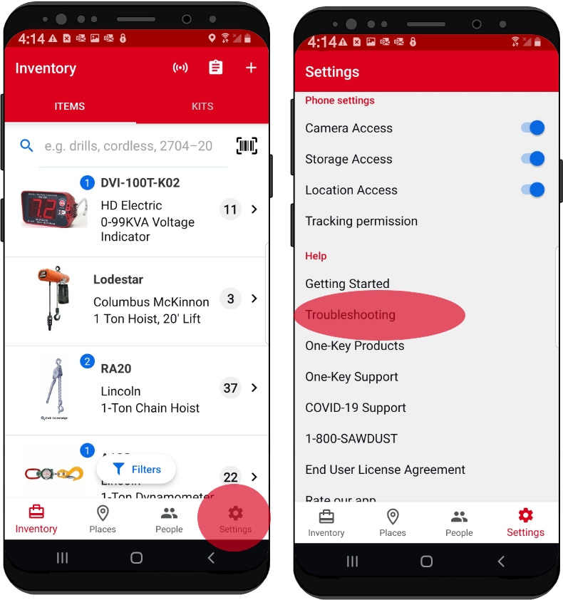 How to Find “Troubleshooting” in the App