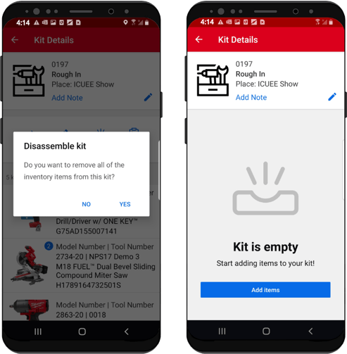 Two android devices show the process of disassembling kit