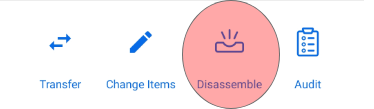 Tap "disassemble" to un-assign items in kit.