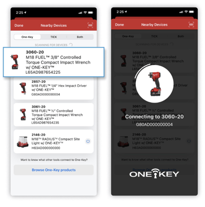 One-Key mobile app connects to precision torque tool