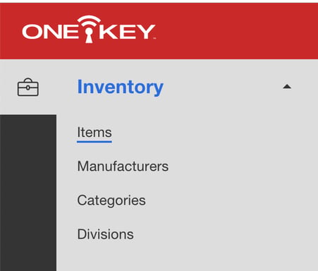 Screenshot of one key inventory menu