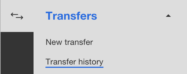 Screenshot of transfers menu 