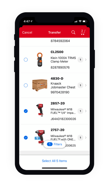 Phone showing how to transfer your tools between job sites 
