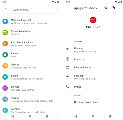 screenshot of Android 11 locations permissions on mobile phone