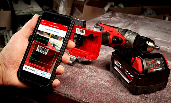 scanning a tool's barcode with a mobile phone